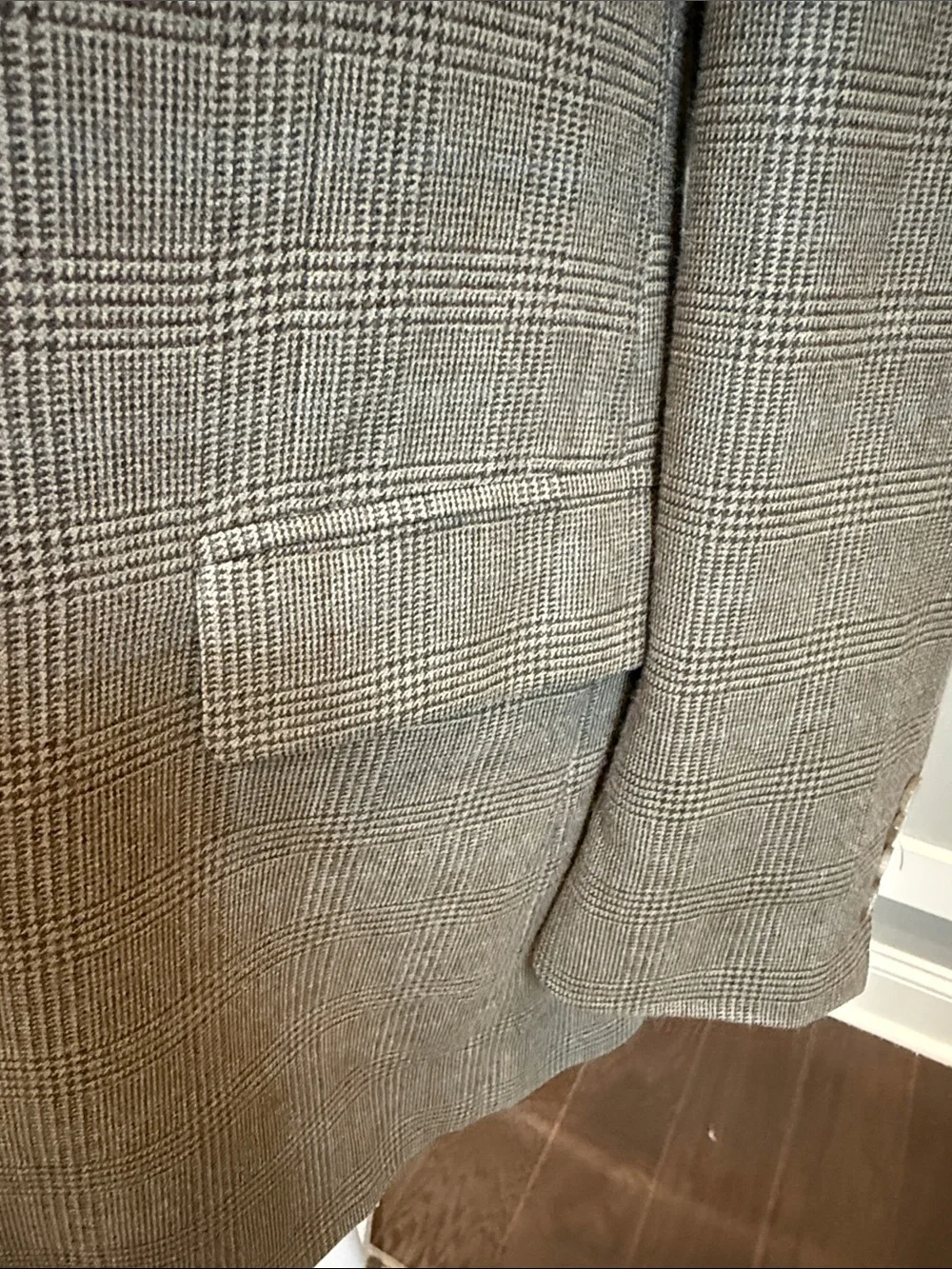 Vintage Oscar de la Renta Glen Plaid Sport Coat Blazer 42L Tan Brown 90s